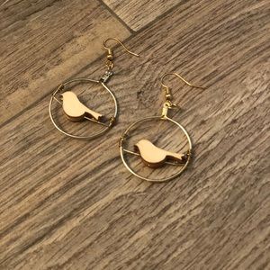 Wooden Bird Earrings